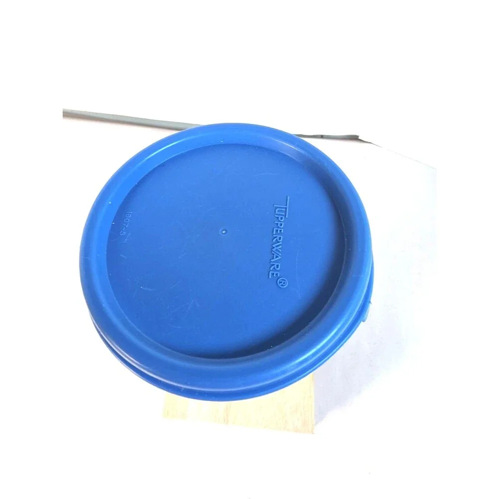 Vtg Tupperware Modular Mates 1641 Round Cylinder Container 22oz Sheer Blue Lid